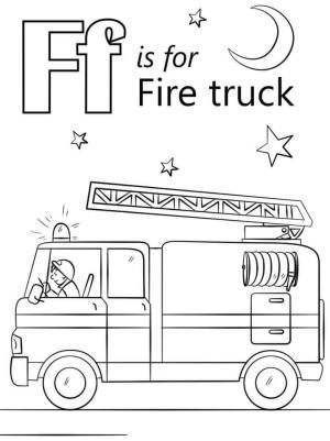 Türk Alfabesi Harfleri boyama sayfası,  coloring page, F harfi Fire truck anlamına gelir, 