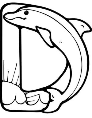 Türk Alfabesi Harfleri boyama sayfası,  coloring page, D harfi Dolphin anlamına gelir, 