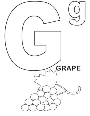 Türk Alfabesi Harfleri boyama sayfası,  coloring page, G harfi Grape anlamına gelir, 