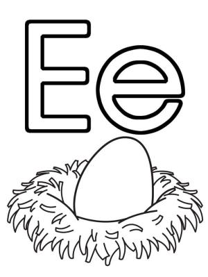 Türk Alfabesi Harfleri boyama sayfası,  coloring page, E harfi Egg anlamına gelir, 