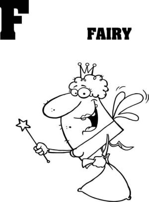 Türk Alfabesi Harfleri boyama sayfası,  coloring page, F harfi Fairy içindir, 