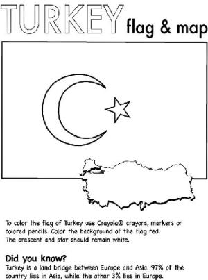 Türk Bayrağı boyama sayfası,  coloring page, Türk Bayrağı Ve Haritası, 