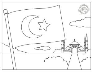 Türk Bayrağı boyama sayfası,  coloring page, Türk Bayrağı temel, 