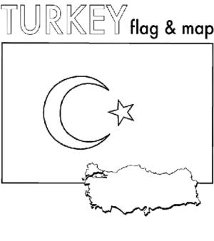 Türkiye Haritası boyama sayfası,  coloring page, Türkiye Bayrağı ve Haritası, 