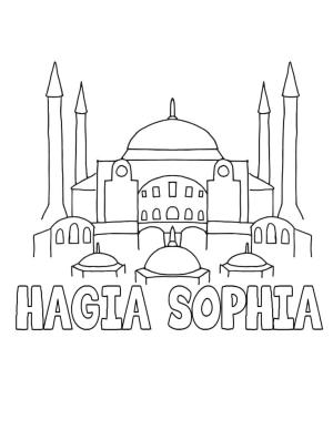 Türkiye boyama sayfası,  coloring page, Yazdırılabilir Ayasofya, 