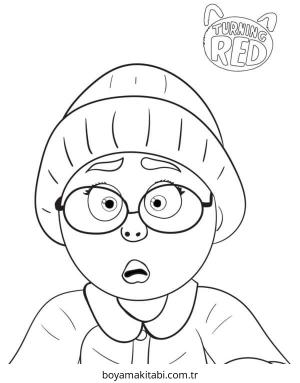 Turning Red boyama sayfası – sevimli karakter, sanatsal çalışma