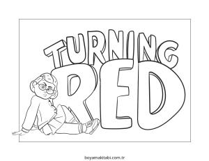 Turning Red boyama sayfası – basit çizim, kolay boyama