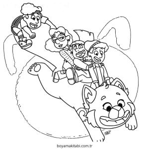 Turning Red boyama sayfası – keyifli zaman, renkli çizimler