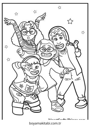 Turning Red boyama sayfası – çizgi film temalı, basit çizim