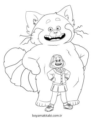 Turning Red boyama sayfası – çocuklar için, çizgi film temalı