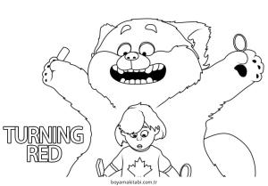 Turning Red boyama sayfası – okul öncesi, evde etkinlik