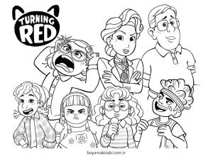 Turning Red boyama sayfası – eğitici aktivite, yaratıcılık