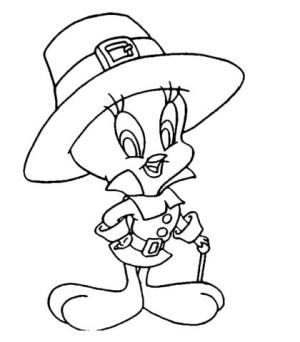 Tweety Kuş boyama sayfası,  coloring page, Şükran Günü Tweety, 