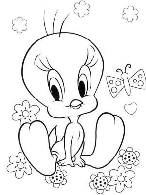 Tweety Kuş boyama sayfası,  coloring page, Tweety Kuş ve Kelebek, 