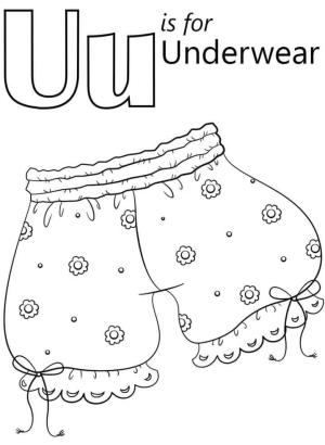 U Harfi boyama sayfası,  coloring page, Iç çamaşırı U Harfi, 