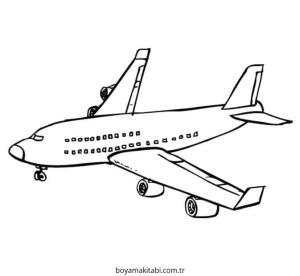 Uçak boyama sayfası – kolay boyama, eğitici aktivite