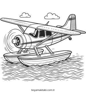 Uçak boyama sayfası – renkli çizimler, okul öncesi