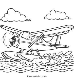 Uçak boyama sayfası – basit çizim, kolay boyama