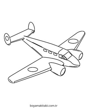 Uçak boyama sayfası – el becerilerini geliştirir, boyama çalışması