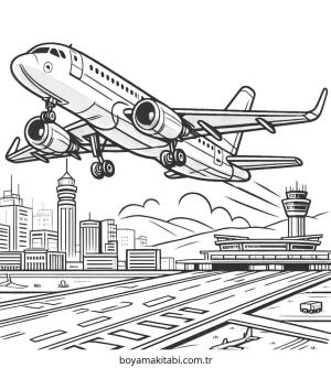 Uçak boyama sayfası – evde etkinlik, ücretsiz yazdır