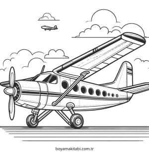 Uçak boyama sayfası – boyama etkinliği, çocuk aktivitesi