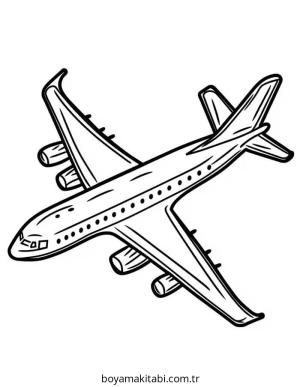 Uçak boyama sayfası – sevimli karakter, sanatsal çalışma