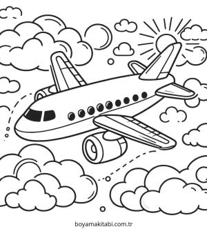Uçak boyama sayfası – sanatsal çalışma, çocuklar için