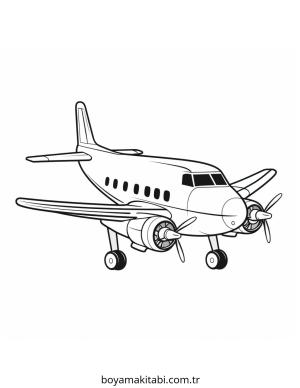 Uçak boyama sayfası – sanatsal çalışma, çocuklar için