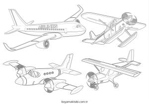 Uçak boyama sayfası – evde etkinlik, ücretsiz yazdır