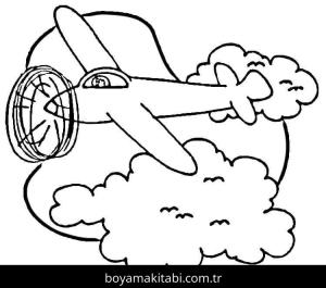 Uçak boyama sayfası – çocuklar için, çizgi film temalı