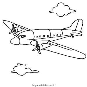 Uçak boyama sayfası – PDF indir, sevimli karakter