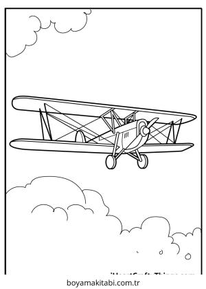 Uçak boyama sayfası – basit çizim, kolay boyama