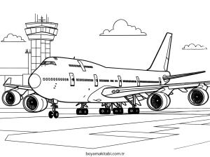 Uçak boyama sayfası – eğlenceli etkinlik, el becerilerini geliştirir