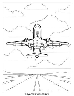 Uçak boyama sayfası – çocuklar için, çizgi film temalı