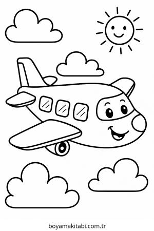 Uçak boyama sayfası – okul öncesi, evde etkinlik