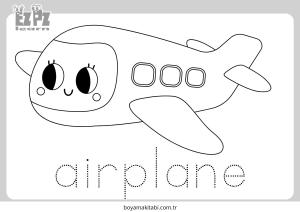 Uçak boyama sayfası – sevimli karakter, sanatsal çalışma