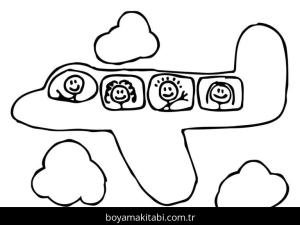 Uçak boyama sayfası – sanatsal çalışma, çocuklar için