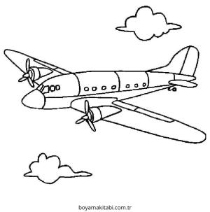 Uçak boyama sayfası – basit çizim, kolay boyama