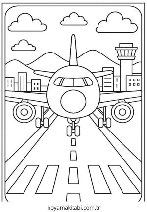 Uçak boyama sayfası – okul öncesi, evde etkinlik