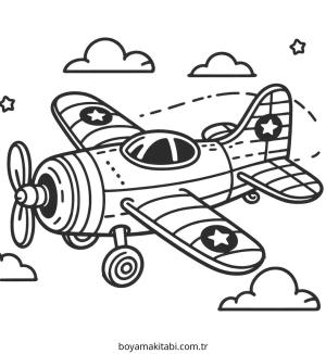 Uçak boyama sayfası – boyama çalışması, yaratıcılığı geliştirir