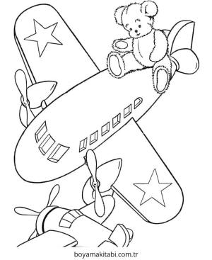 Uçak boyama sayfası – renkli çizimler, okul öncesi