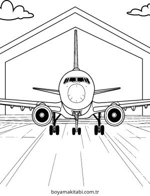 Uçak boyama sayfası – renkli çizimler, okul öncesi