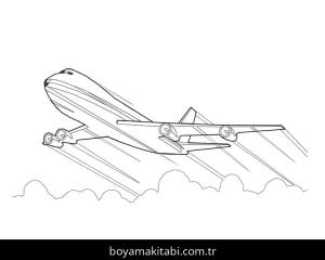 Uçak boyama sayfası – boyama etkinliği, çocuk aktivitesi