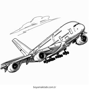 Uçak boyama sayfası – el becerilerini geliştirir, boyama çalışması