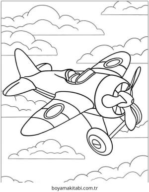 Uçak boyama sayfası – okul öncesi, evde etkinlik