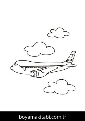 Uçak boyama sayfası – çocuk aktivitesi, PDF indir