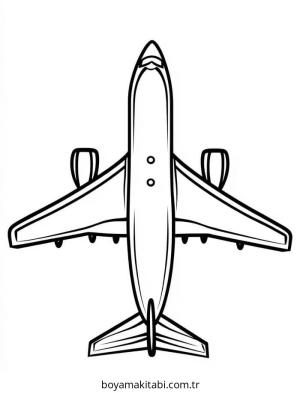 Uçak boyama sayfası – PDF indir, sevimli karakter