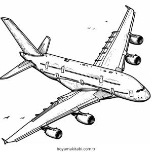 Uçak boyama sayfası – boyama çalışması, yaratıcılığı geliştirir