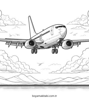 Uçak boyama sayfası – kolay boyama, eğitici aktivite