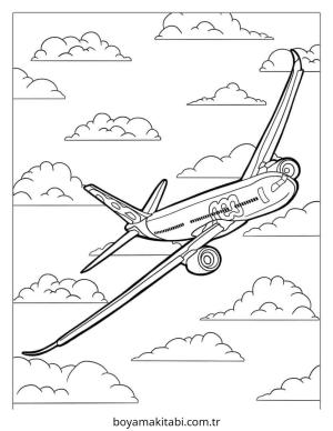 Uçak boyama sayfası – çocuklar için, çizgi film temalı